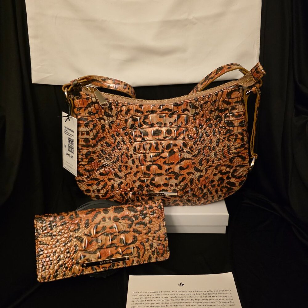 Brahmin Shayna Melbourne Crossbody and Ady Wallet Leopard Cub **Combo** - Picture 10 of 13